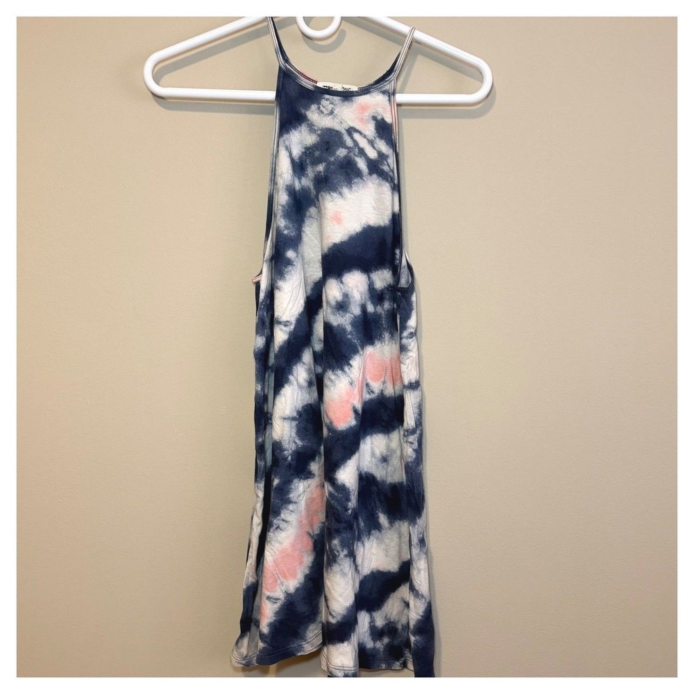 Billabong Tie Dye Halter Dress XS Navy Pink Sleeveless High Neck Swing Cover Up